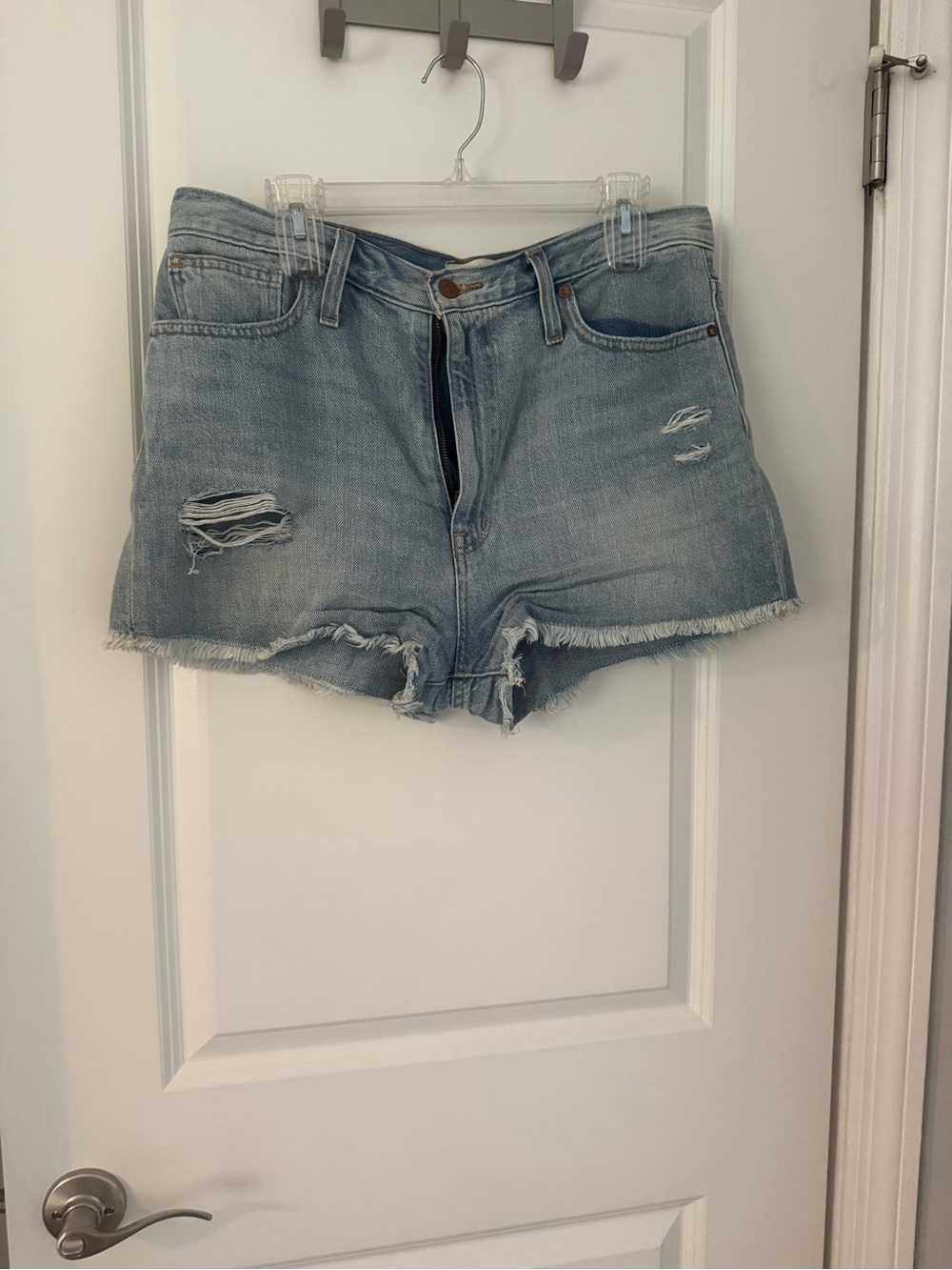 Madewell Light Blue Distressed Denim Cutoff Shorts